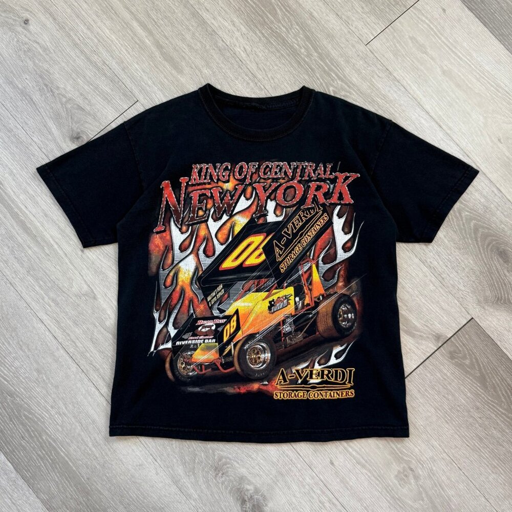Rare 2008 King of Central New York Sprint Car Racing Black T-Shirt - Size Small